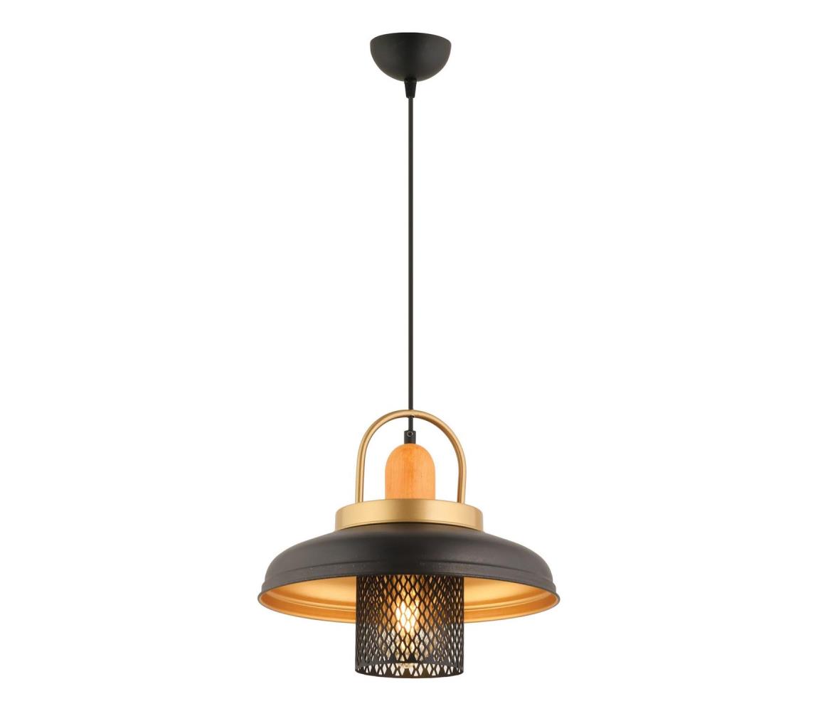 Zsinóros függőlámpa MONZA 1xE27/40W/230V, átm. 32 cm, fekete/arany 518LMS1130