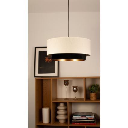 Zsinóros függőlámpa NATIA 1xE27/60W/230V, Ø 45 cm, fehér/fekete