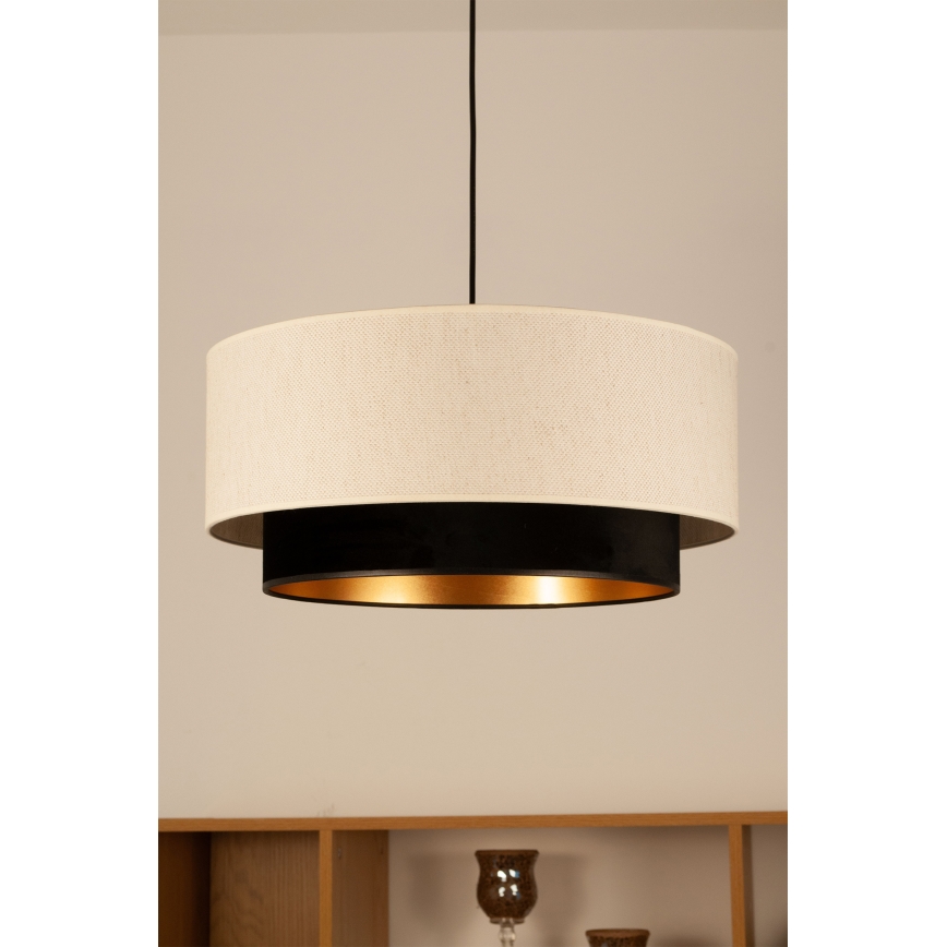 Zsinóros függőlámpa NATIA 1xE27/60W/230V, Ø 45 cm, fehér/fekete