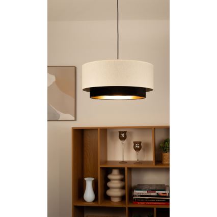 Zsinóros függőlámpa NATIA 1xE27/60W/230V, Ø 45 cm, fehér/fekete
