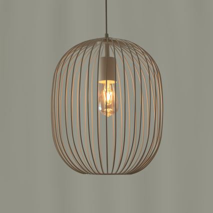 Zsinóros függőlámpa OVELLA 1xE27/15W/230V Ø 34 cm krémszínű