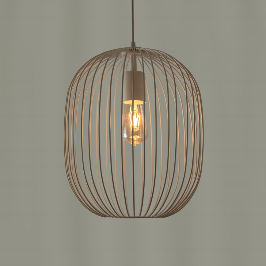 Zsinóros függőlámpa OVELLA 1xE27/15W/230V Ø 34 cm krémszínű