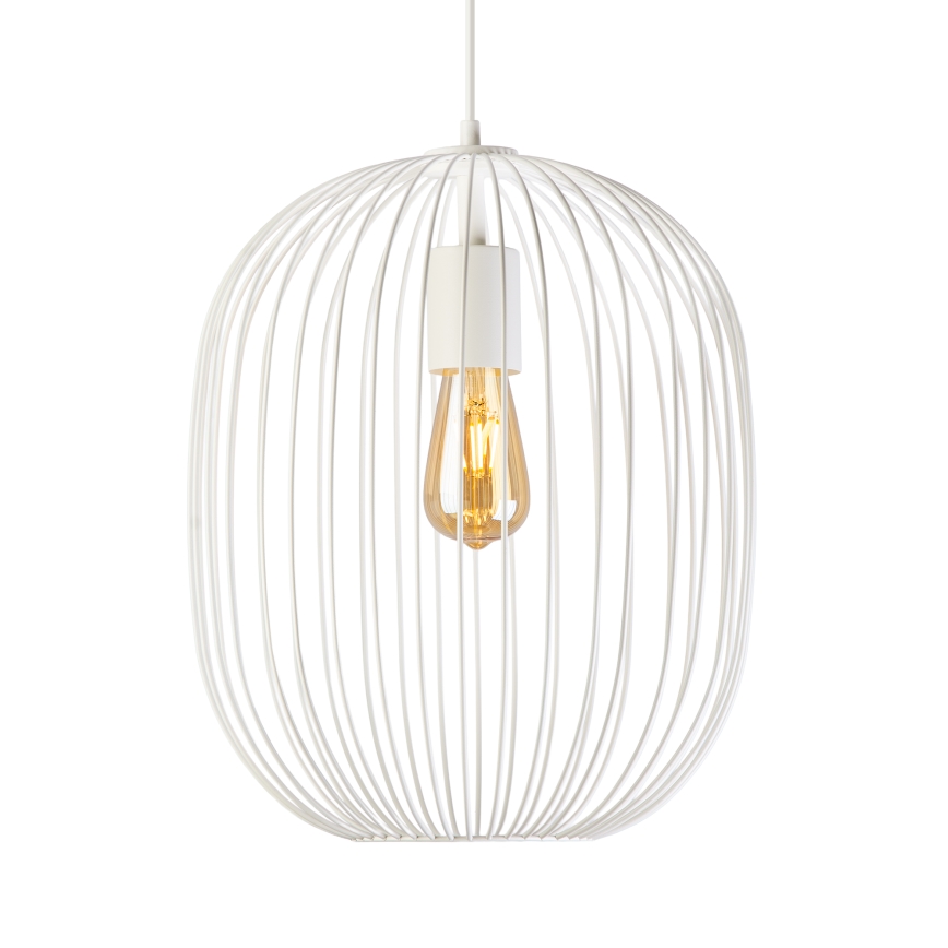 Zsinóros függőlámpa OVELLA 1xE27/15W/230V Ø 34 cm krémszínű