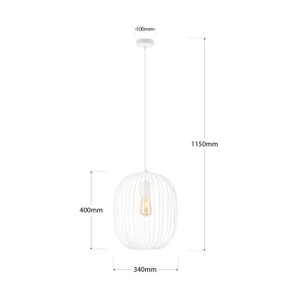 Zsinóros függőlámpa OVELLA 1xE27/15W/230V Ø 34 cm krémszínű