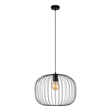 Zsinóros függőlámpa OVELLA 1xE27/15W/230V Ø46 cm fekete