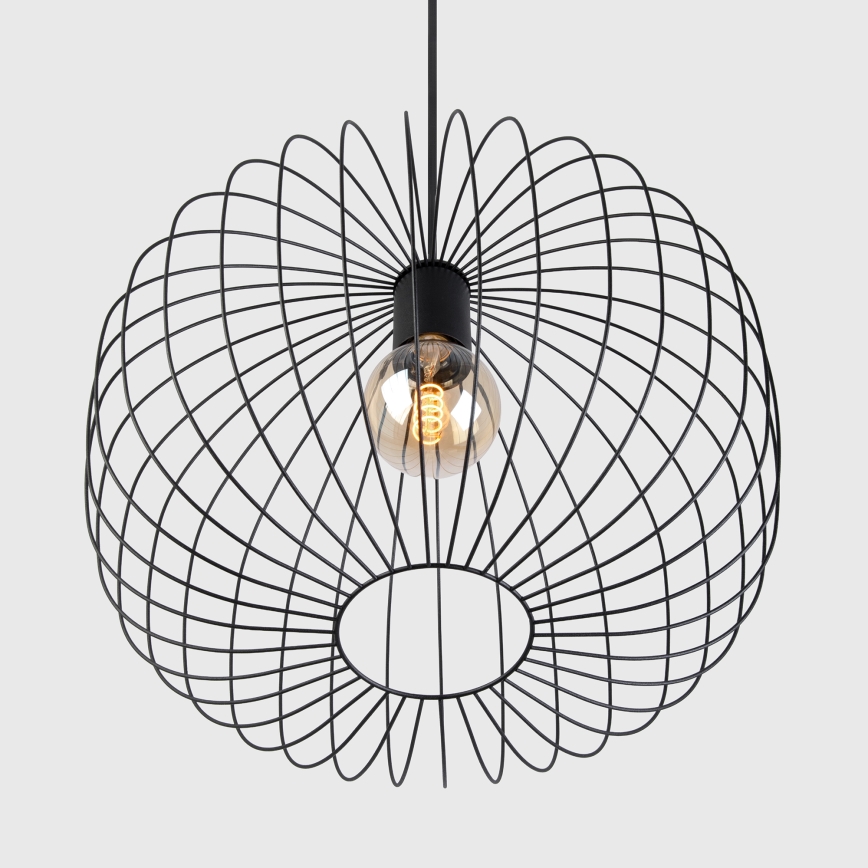 Zsinóros függőlámpa OVELLA 1xE27/15W/230V Ø46 cm fekete