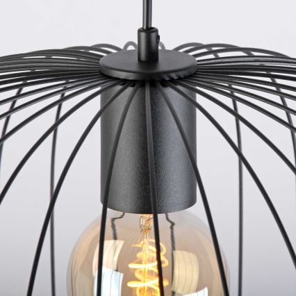 Zsinóros függőlámpa OVELLA 1xE27/15W/230V Ø46 cm fekete