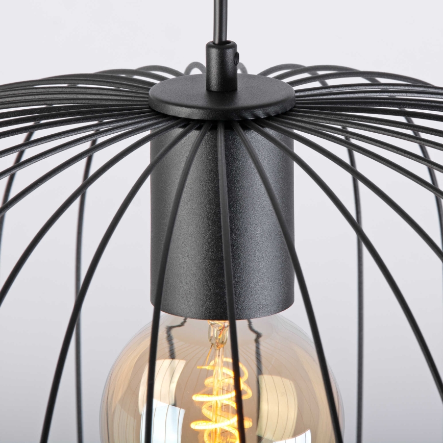 Zsinóros függőlámpa OVELLA 1xE27/15W/230V Ø46 cm fekete