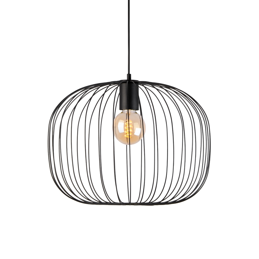 Zsinóros függőlámpa OVELLA 1xE27/15W/230V Ø46 cm fekete