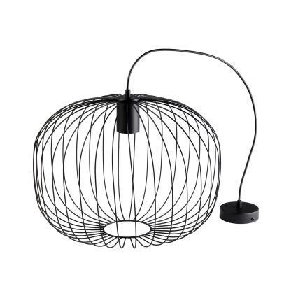 Zsinóros függőlámpa OVELLA 1xE27/15W/230V Ø46 cm fekete