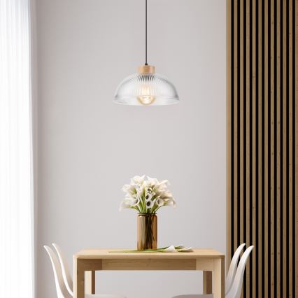 Zsinóros függőlámpa PIA 1xE27/60W/230V, átm. 30 cm, tölgy