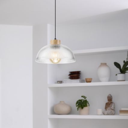Zsinóros függőlámpa PIA 1xE27/60W/230V, átm. 30 cm, tölgy