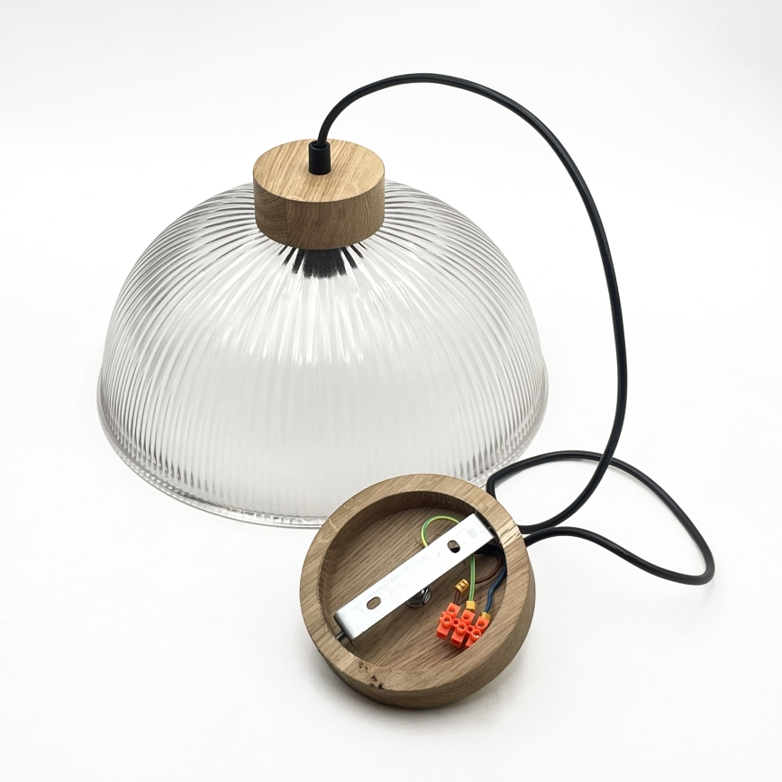 Zsinóros függőlámpa PIA 1xE27/60W/230V, átm. 30 cm, tölgy