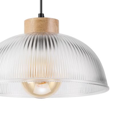 Zsinóros függőlámpa PIA 1xE27/60W/230V, átm. 30 cm, tölgy