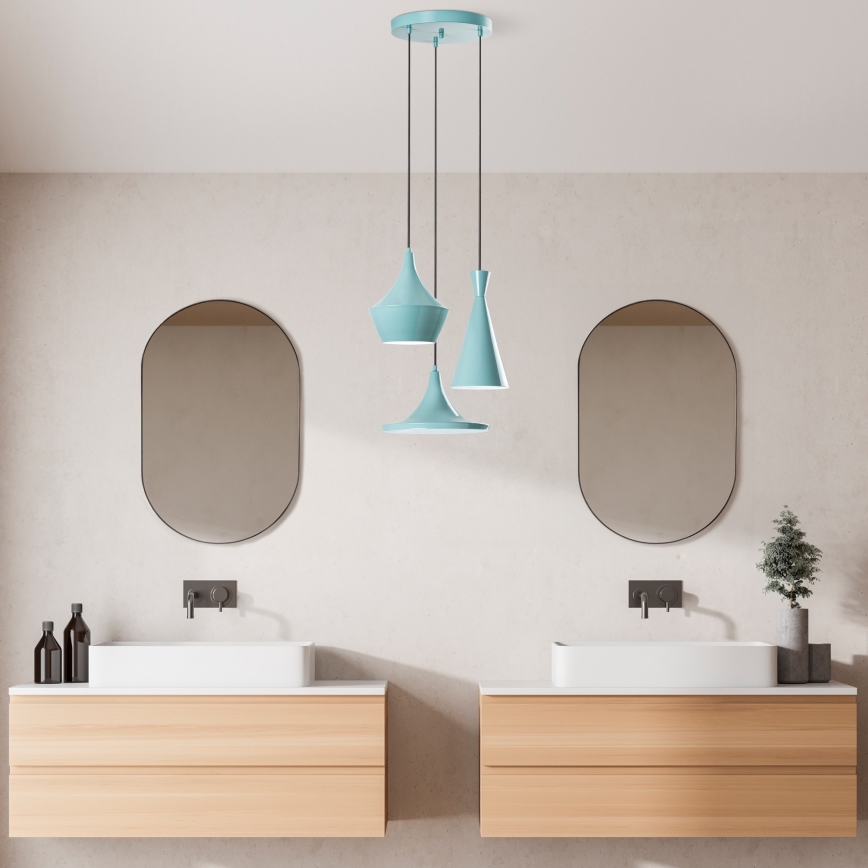 Zsinóros függőlámpa TOM 3xE27/40W/230V, kék