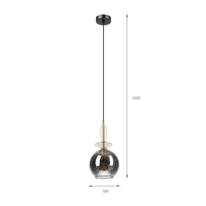 Zsinóros VELLO függőlámpa 1xE27/15W/230V fekete/füstös bézs/fekete