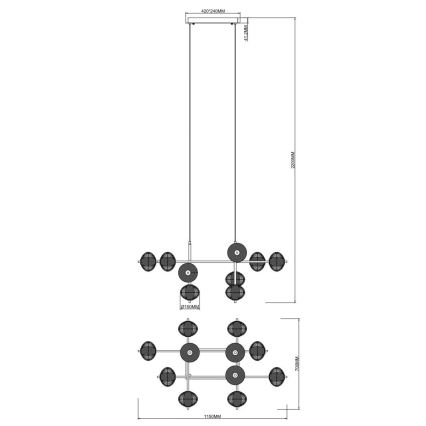 Zuma Line - kábelre függesztett LED csillár LED/63W/230V arany