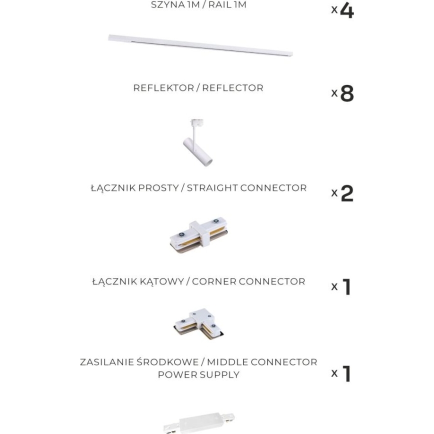 Zuma Line - Sínrendszerű spotlámpa 8xGU10/35W/230V fehér