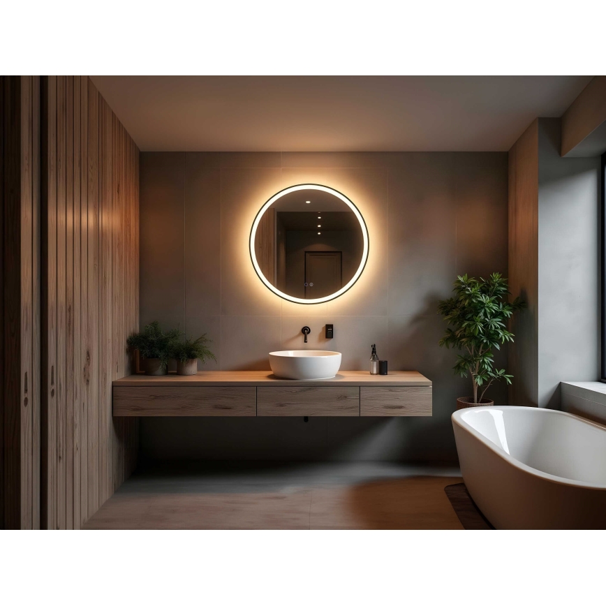 Zuma Line - LED Fürdőszobai fűtött fali tükör háttérvilágítással LED/24W/230V 3000/4000/6000K átm. 80 cm IP44