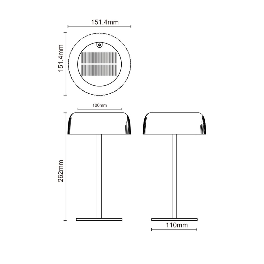 Zuma Line - LED állítható fényerejű napelemes asztali lámpa LED/2,5W/2000 mAh IP44 fekete