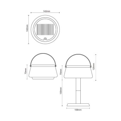 Zuma Line - LED állítható fényerejű napelemes asztali lámpa LED/2,2W/2000 mAh IP44 fekete