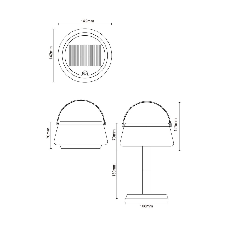 Zuma Line - LED állítható fényerejű napelemes asztali lámpa LED/2,2W/2000 mAh IP44 fekete