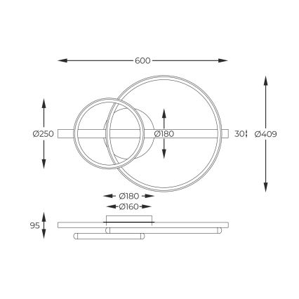Zuma Line - LED dimmelhető mennyezeti lámpa LED/17W/230V
