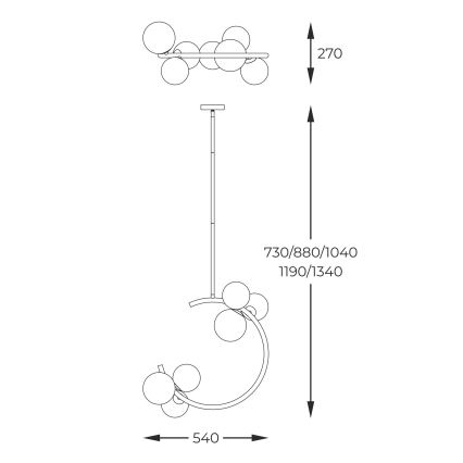 Zuma Line - Csillár rúdon 6xG9/33W/230V arany