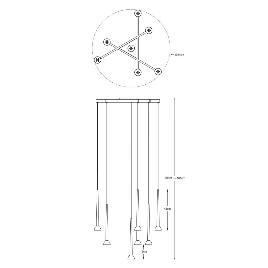 Zuma Line - LED csillár zsinóron 7xLED/6W/230V fekete/arany