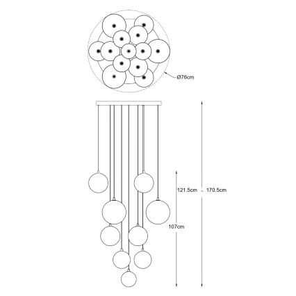 Zuma Line - Kábeles csillár, 13× G9 foglalattal, 2W, 230V, arany