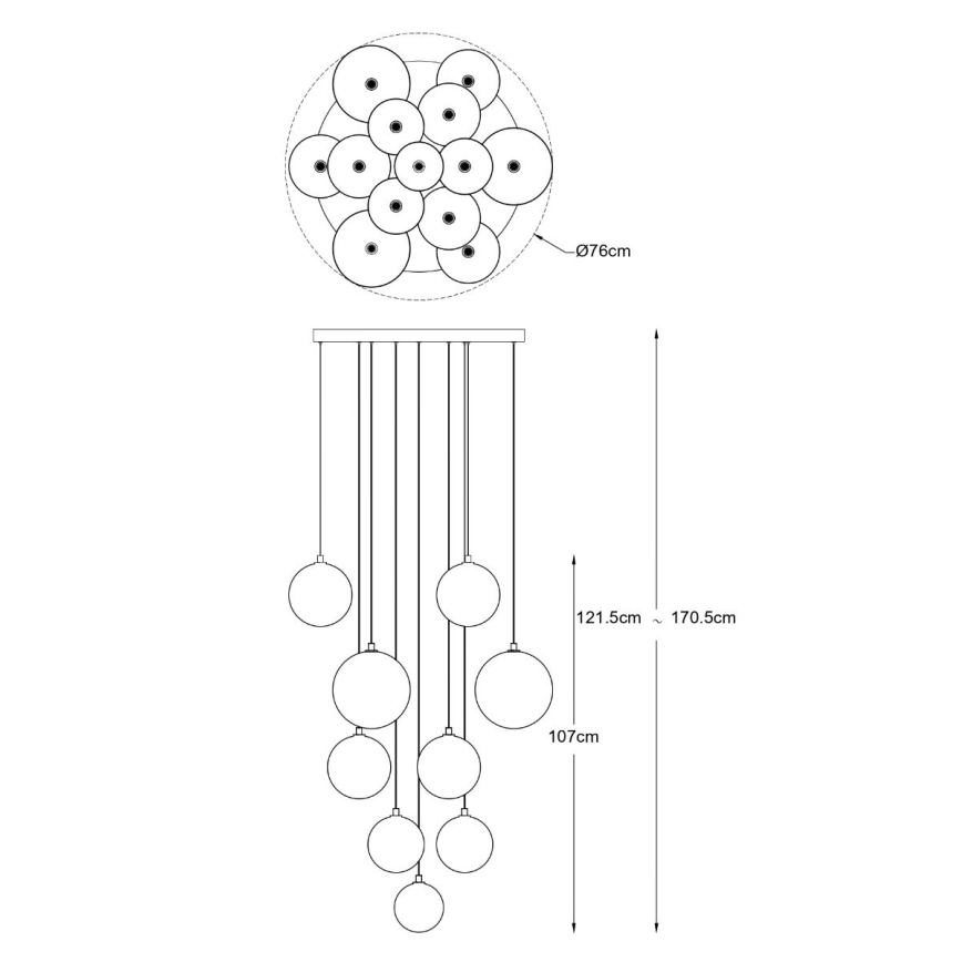 Zuma Line - Kábeles csillár, 13× G9 foglalattal, 2W, 230V, arany