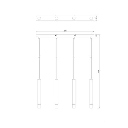 Zuma Line - Kábelre függesztett csillár 4xG9/5W/230V fekete