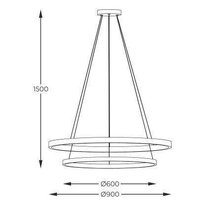 Zuma Line - LED Csillár zsinóron LED/72W/230V 3000/4000/6000K átm. 90 cm fekete