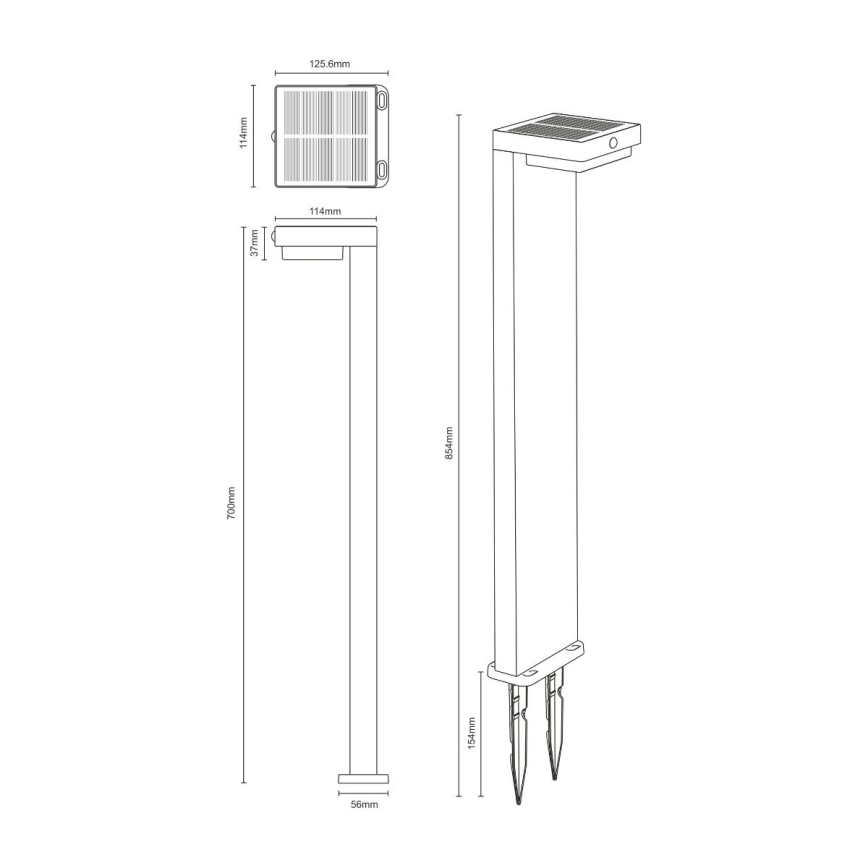 Zuma Line - LED napelemes lámpa mozgás- és alkonyatérzékelővel LED/4,5W/2000 mAh IP44 fekete