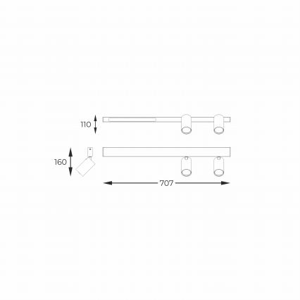 Zuma Line - LED fali spotlámpa 2xGU10/5W/230V + LED/8W fekete