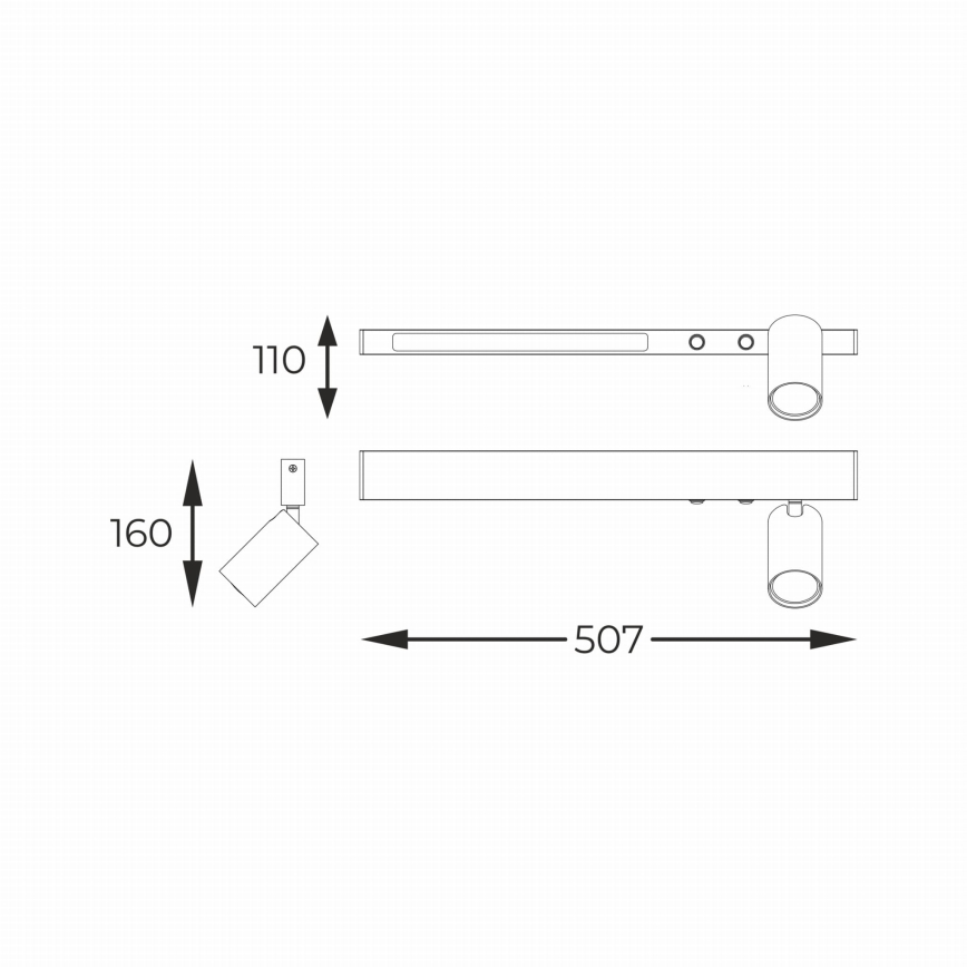 Zuma Line - LED fali spotlámpa 1xGU10/5W/230V + LED/8W fekete